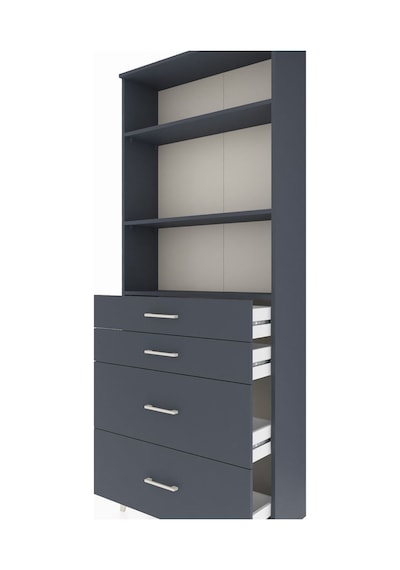 Arges Dolap 3 Raflı 4 Çekmeceli 88x30x221 Antrasit-antrasit Antrasit