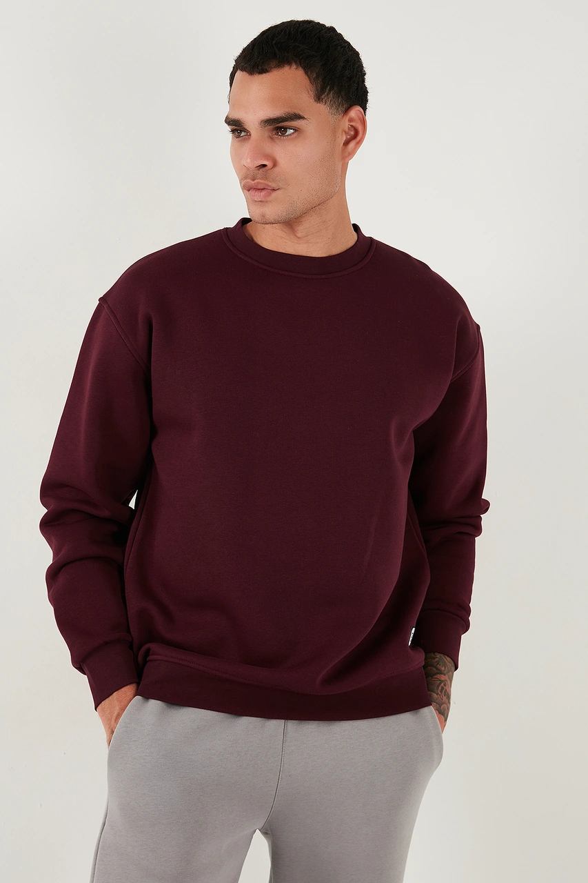 Buratti Regular Fit Bisiklet Yaka Şardonlu 2'Li Paket Erkek Sweat 5905255S2 Koyu Lacivert-Vişne