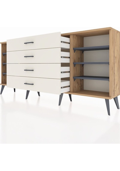 Arges Konsol 6 Raflı 4 Çekmeceli 176x30x83 Çam-antrasit/aytaşı Antrasit/aytaşı Arges Konsol 6 Raflı 4 Çekmeceli 176x30x83 Çam-antrasit/aytaşı Antrasit/aytaşı