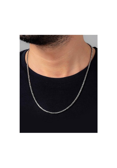 Erkek Kral Gümüş Zincir Kolye 2 Mm 60 Cm