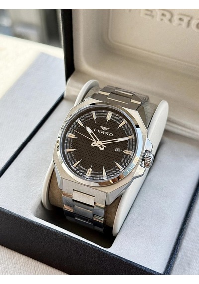 Ferro Fm43025a-a2 Quartz Çelik Gri Siyah Kadran 42 Mm Erkek Kol Saati Gri