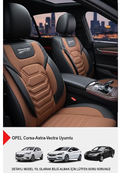 Titanyum Serisi Lüks Keten Üniversal Oto Koltuk Kılıfı Opel Corsa-astra-vectra Uyumlu Taba
