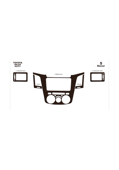 Toyota Hilux Pick-up Torpido Kaplama 2006-201 5 Parça Koyu Meşe