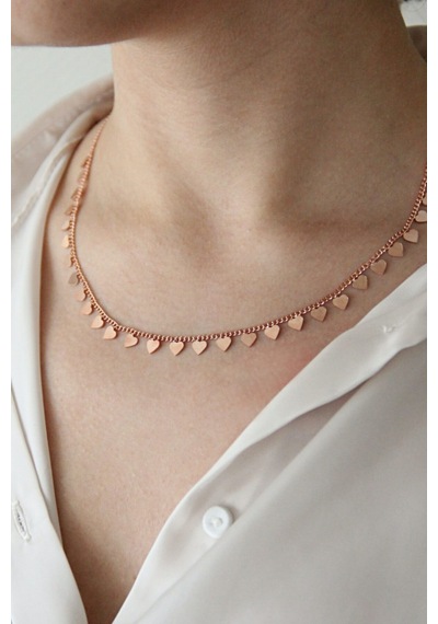925 Ayar Gümüş Kalp Figürlü Rose Kolye - N165001 Rose Gold