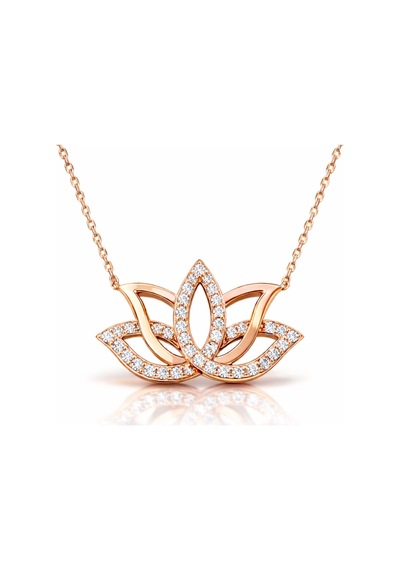 Gümüş Rose Lotus Çiçeği Kolye Gümüş Gümüş