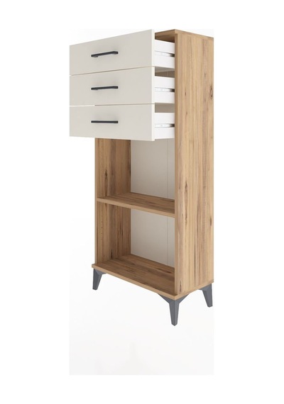 Arges Dolap Tek Raflı 3 Çekmeceli 60x30x134 Çam-aytaşı Atlas Çam