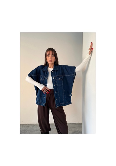 Blue Marlın Oversize Lacivert Yelek/panço Lacivert