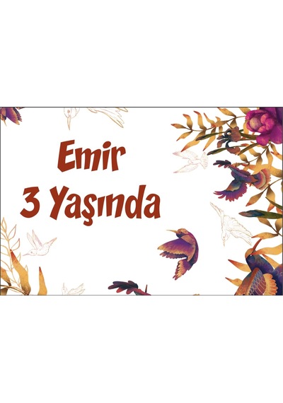 Sonbahar Ve Kuşlar Temalı Doğum Günü Afişi 50x70 Cm
