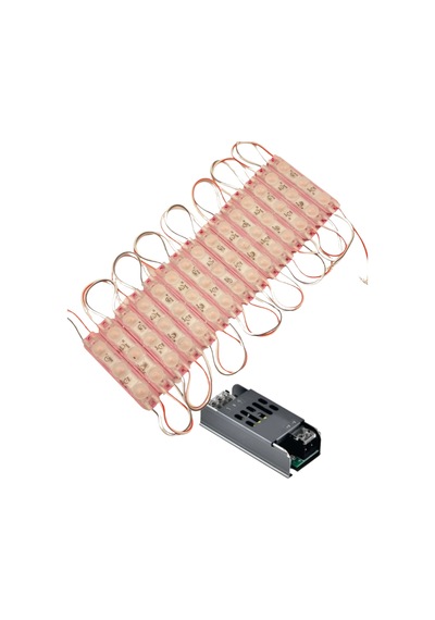 20 Adet 12 Volt 1.5 Watt 3 Lensli Pembe 2835 Smd Led Modül Ip65 Modül 5a Trafo Set Beyaz