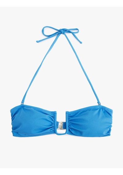 Koton Metal Aksesuarlı Çıkarılabilir Askılı Straplez Bikini Üstü Mavi 5sak10101mm Mavi