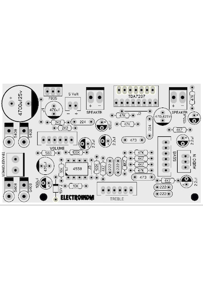 30 Watt Bas Ve Tiz Kontrollü Stereo Amfi Devresi Yeşil