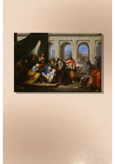 Nicolas Bertin'in ''christ Washing The Feet Of His Disciples'' Adlı Eseri Yatay Kanvas Tablo 4828 Çok Renkli