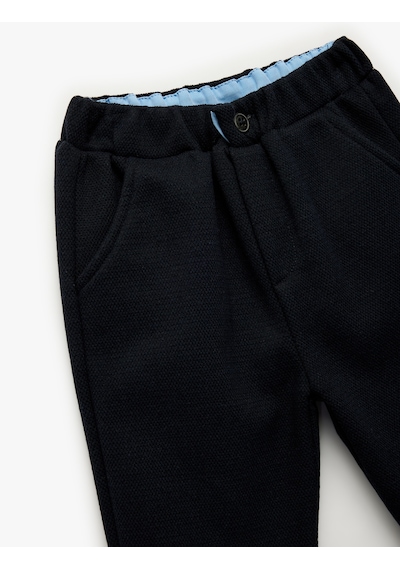 Koton Düğmeli Beli Lastikli Cepli Jogger Eşofman Altı Lacivert 7wmb40012tk