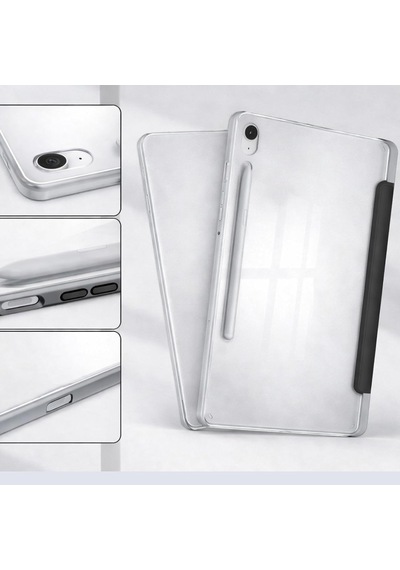 Samsung Galaxy Tab S7 Fe İle Uyumlu Tablet Kılıfı Sm-t730 Şeffaf Arka Kapak Smart Cover Katlanabilir Standlı Kalem Yuvalı Darbe Emici Koruyucu Slim Tablet Kılıfı Akıllı Uyku Özellikli