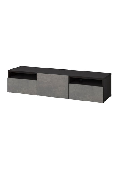 Tv Sehpası, Venge-koyu Gri, 180x42x39 Cm, Kallvıken, Çıt Çıt Raylı Gri Tv Sehpası, Venge-koyu Gri, 180x42x39 Cm, Kallvıken, Çıt Çıt Raylı Gri
