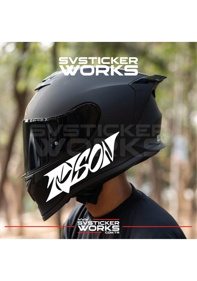 Tyson Yazılı Kask Sticker Tüm Kasklar Uyumlu Tek Yön 1 Adet Beyaz