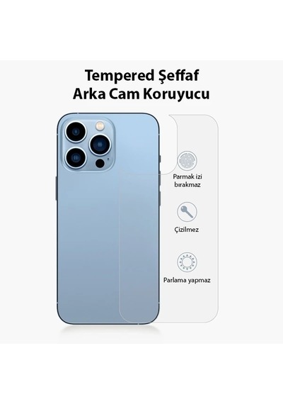 Ally İphone 13 Pro Max 6.7 Tempered Şeffaf Arka Cam Koruyucu- 5775