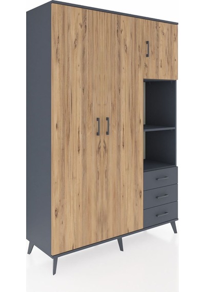 Hyperion Dolap 5 Raflı 3 Çekmeceli Tek Askılı 132x44x195 Antrasit-çam/antrasit Atlas Çam/antrasıt Hyperion Dolap 5 Raflı 3 Çekmeceli Tek Askılı 132x44x195 Antrasit-çam/antrasit Atlas Çam/antrasıt