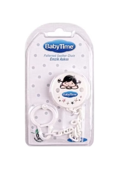 Babytime Emzik Askısı Beyaz Bebek Görselli
