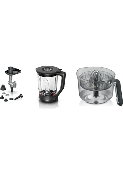 Bosch Uyumlu Mums 6 Kıyma Çekme Aparatı-narenciye Sıkacağı-cam Blender Aparatı 3lü Set