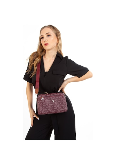 Newish Polo Kadın Desenli Uzun Askılı Omuz Çantası New258 - Bordo