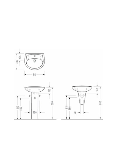Serel Hygiene Batarya Delikli Lavabo 51x40 Cm - 2841tds110h Diğer