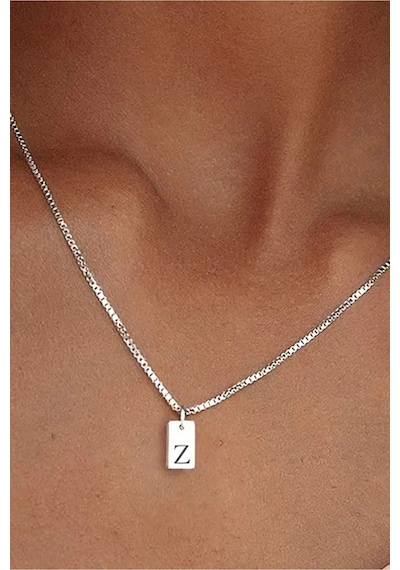 Azuris Silver 925k Gümüş Gurmet Zincir Plaka Harfi Harfli Kolye Z Gümüş