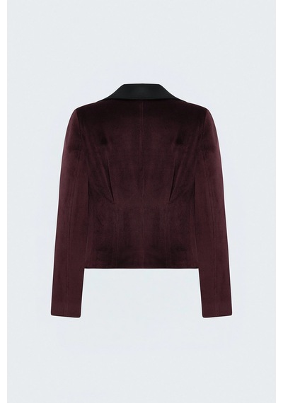 Sateen Bedene Oturan Kadife Ceket Bordo