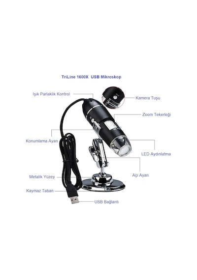Dailytech 1600x Zoom 2mp Usb Dijital Mikroskop 8 Ledli Kamera