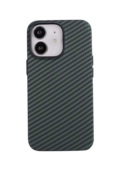 Apple Uyumlu iPhone 12 Kılıf Karbon Fiber Tasarımlı Zore Karbono Kapak Koyu Yeşil