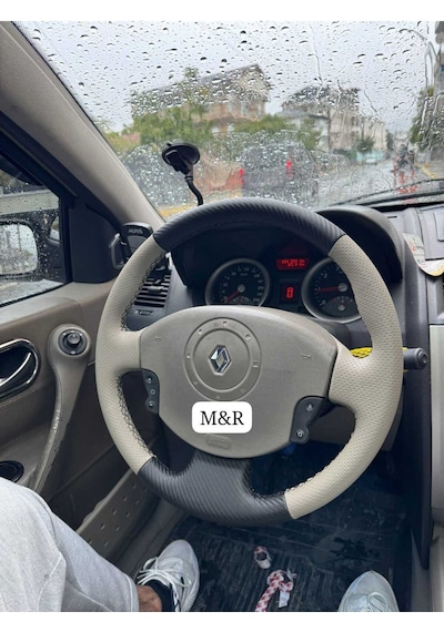 Megane 2  Kaplama Deri Direksiyon Kılıfı Siyah