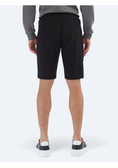 Kip Siyah Düz Örme Jogging Fit Spor Bermuda Siyah
