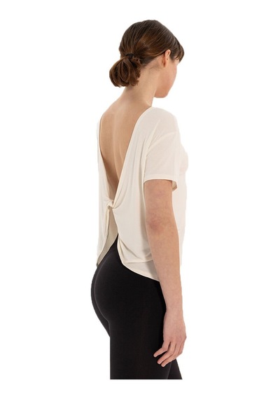Inguz Sırt Detay Modal Yoga T-shirt Ekru