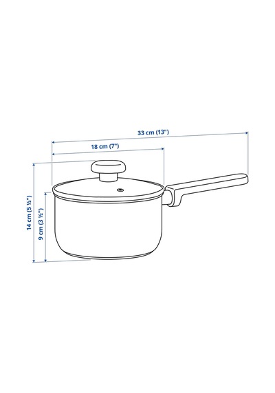 Ikea Mıddagsmat Kapaklı Tencere 2 L 18 Cm Krom - Siyah 2 Parça Gümüş - Siyah