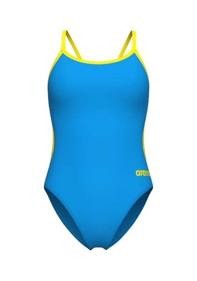 Arena Women's Swımsuıt Lace Back Solıd Turquoıse-yellow Star Çok Renkli