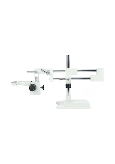 Szm Mikroskop Standı Çift Kollu Hareketli Bom Stand- Beyaz Ø76mm Tutucu / 380mm Sütun