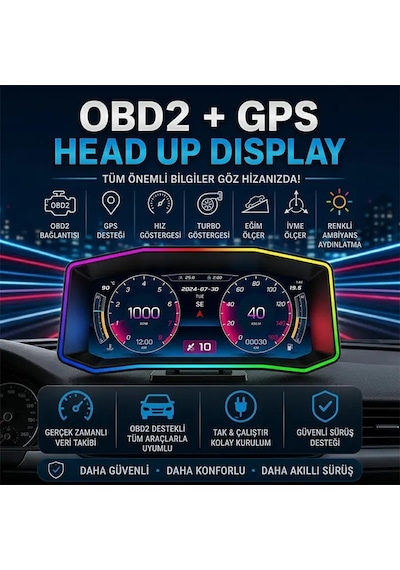 Ally P4 Obd2 + Gps Head Up Display Hud Dijital Hız Göstergesi- 5775 1