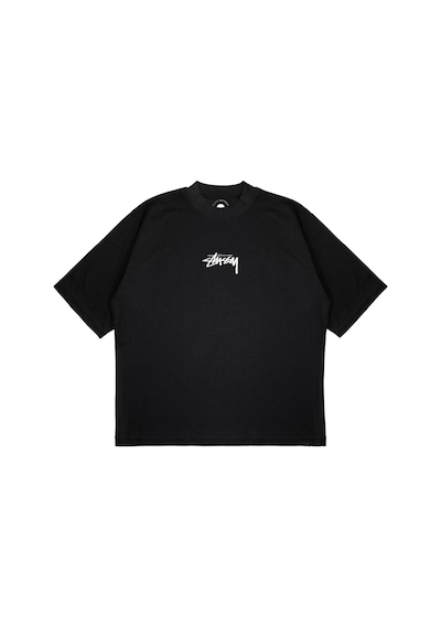 Unisex Stussy Zar Sırt Baskılı Oversize Kalın Kumaş Bol Kalıp Unisex T-shirt Siyah