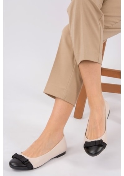 Fox Shoes Ten/Siyah Kadın Babet D726019509 Siyah
