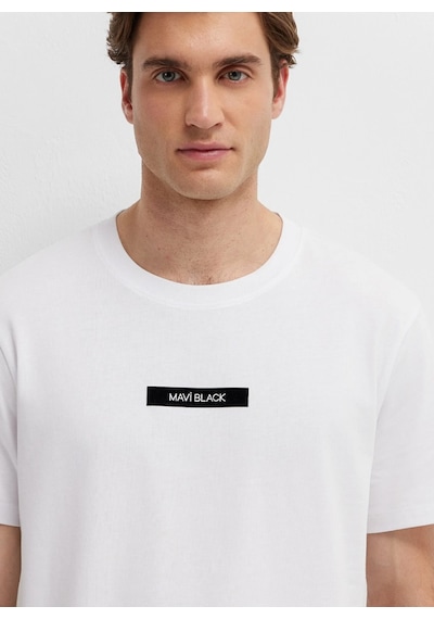Mavi M0613528-620 Mavi Black Baskılı T-shirt Erkek Tişort Beyaz