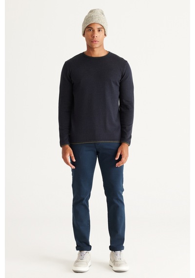 AC&Co / Altınyıldız Classics Erkek Lacı Hakı Standart Fit Normal Kesim Bisiklet Yaka Pamuklu Triko Kazak Lacivert - Haki AC&Co / Altınyıldız Classics Erkek Lacı Hakı Standart Fit Normal Kesim Bisiklet Yaka Pamuklu Triko Kazak Lacivert - Haki