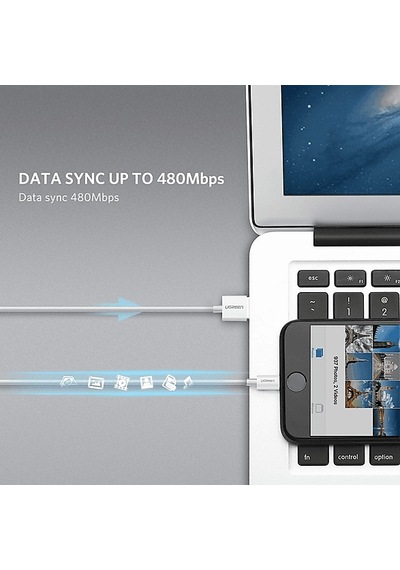 Ugreen Lightning To Usb-a Mfi Sertifikalı Hızlı Şarj Kablosu 2 M Beyaz