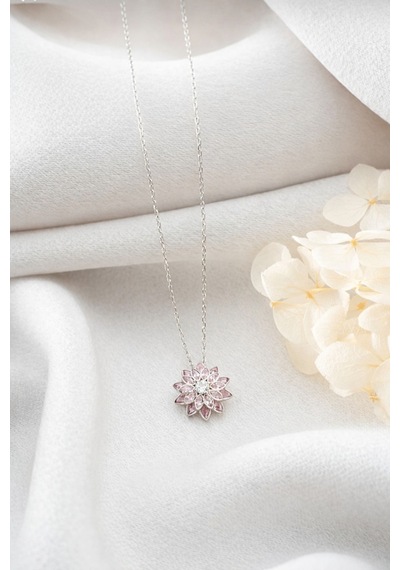 Çekirdekjewelry 925 Ayar Gümüş Lotus Kolye Gri