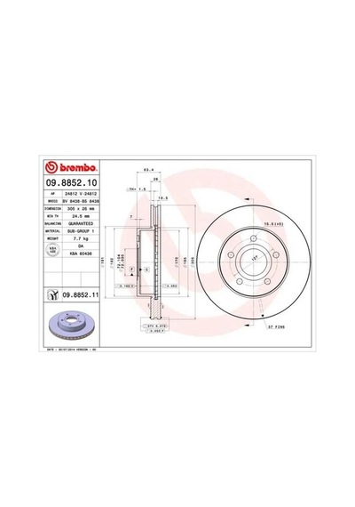 Brembo 09885210 Fren Disk Ön Hava Kanallı 305 5 Jeep Cherokee 98 - 04 52098672