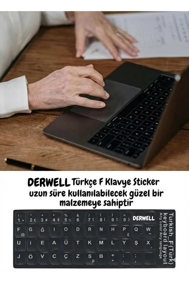 1 Adet Türkçe F Klavye Sticker Notebook Pc Uyumlu Klavye Etiketi Silinmez Yapışkanlı Türkçe Harfler