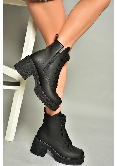 Fox Shoes T996533009 Siyah Kalın Topuklu Kadın Bot Siyah
