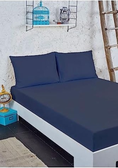 Pamuklu Çift Kişilik Battal Boy Lastikli Çarşaf Takımı 180x200 - Lacivert Abanoz