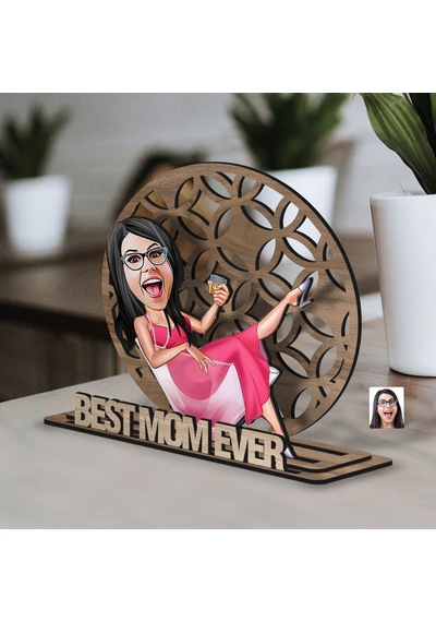 Bk Gift Kişiye Özel 3 Katmanlı Anne Karikatürlü Ahşap Biblo-6 Anneye Hediye, Anneler Günü Hediyeleri Kobitmeyen138162 Bk Gift