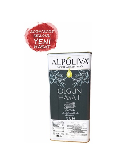 Olgun Hasat Naturel Sızma Zeytinyağı 5 Litre Ayazma Deresi Bahçemizden Alpoliva