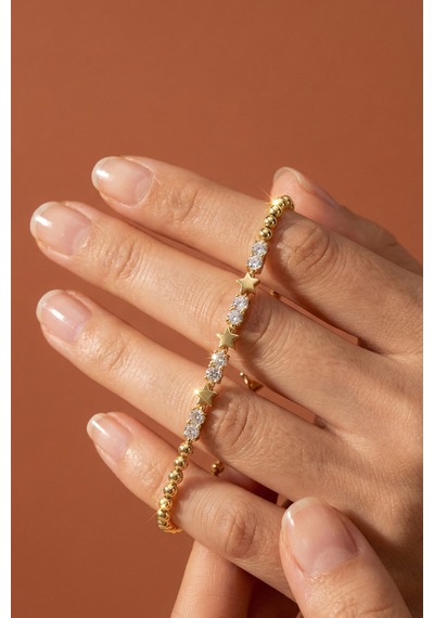 Valmont Accessories Xuping 14k Kaplama 17+2 Cm Ayarlanabilir Yıldız Detaylı Taşlı Kadın Çelik Bileklik Altın Valmont Accessories Xuping 14k Kaplama 17+2 Cm Ayarlanabilir Yıldız Detaylı Taşlı Kadın Çelik Bileklik Altın